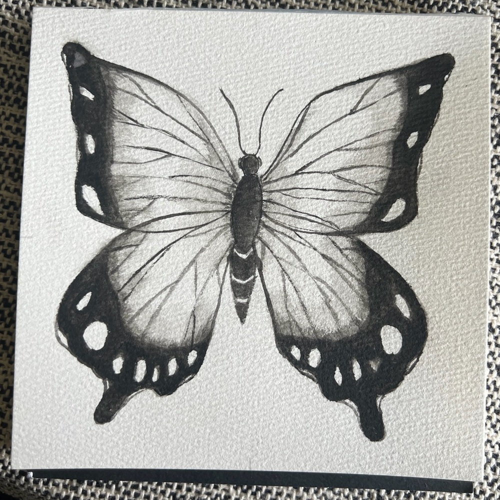 Handmade Black and White Butterfly Watercolor Painting “Original”